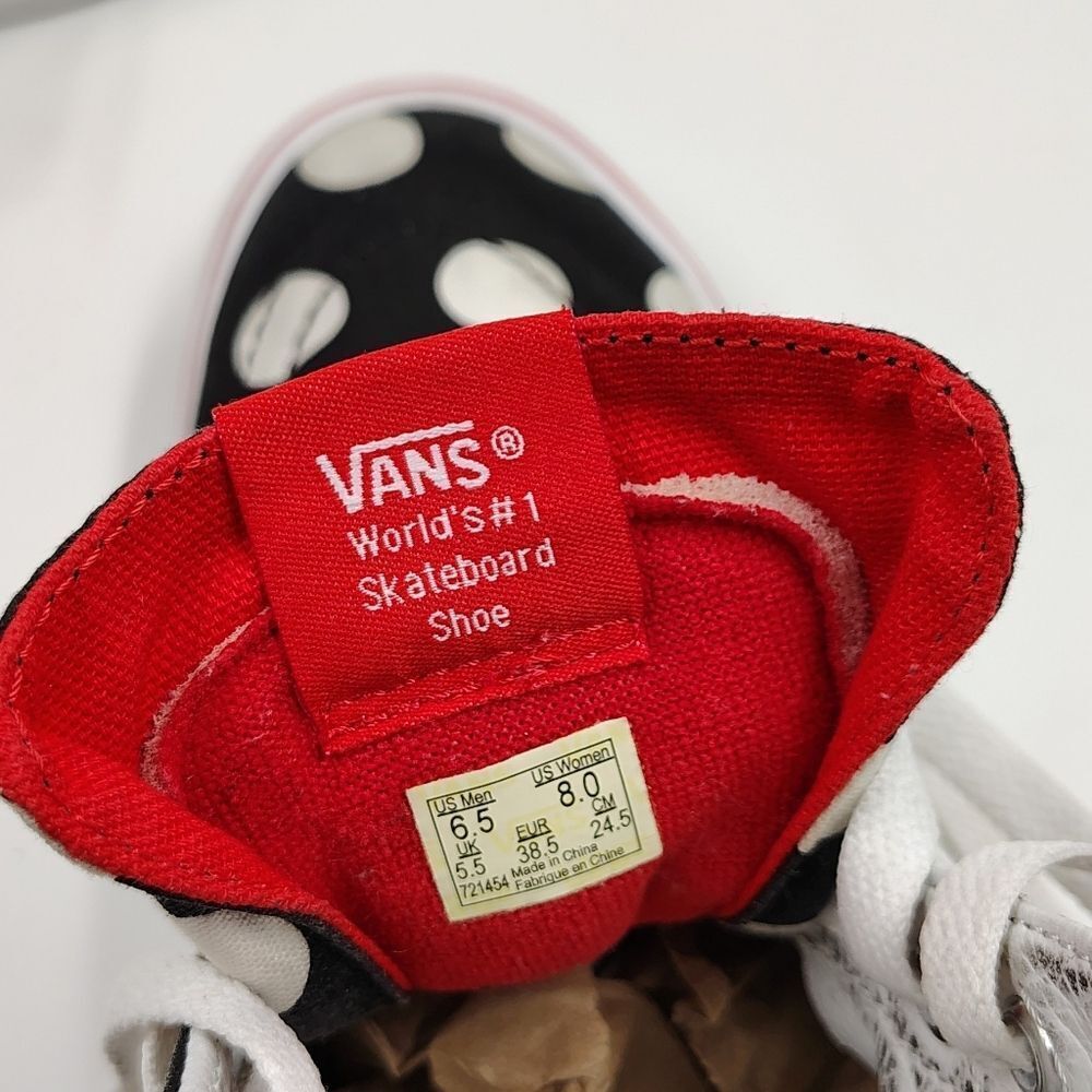 Vans Off The Wall Black & White Polka Dot High-Top Skateboard  Sneakers Sz 6.5 - Picture 13 of 16